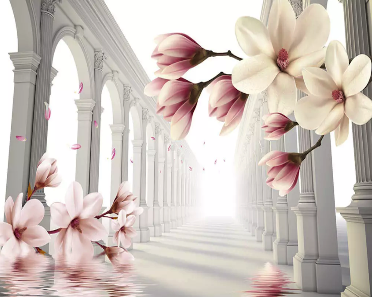 3D Magnolia Flower Abstract Column Wallpaper 4 3D Magnolia Flower Abstract Column Wallpaper