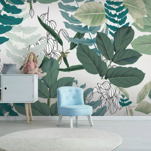 Tropical Leaves Drawing Exotic Leaf Removable Wallpaper