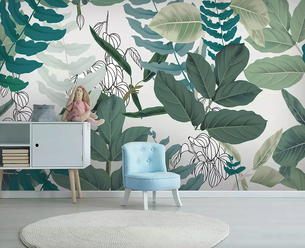 Tropical Leaves Drawing Exotic Leaf Removable Wallpaper 2 Tropical Leaves Drawing Exotic Leaf Removable Wallpaper