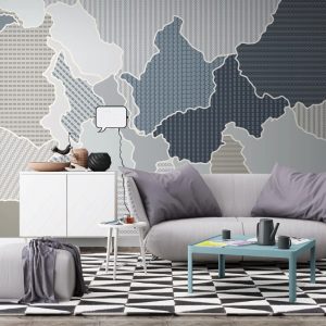 Colorful Continental Shaped Abstract Patterns Background Removable Wallpaper