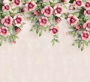 Pink Flowers Vine Blossom Classical Floral Removable Wallpaper