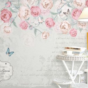 Victorian Grand Florals Pink Vine Flower Bohemian Removable Wallpaper