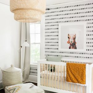 Watercolor Moon Crescent Fullmoon Pattern Removable Wallpaper