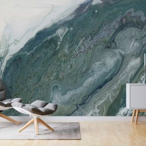 Dark Green Marble Green Brush Removable Wallpaper
