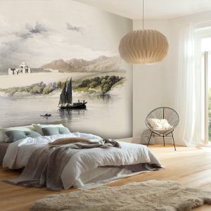 Old Style Nautical View Sailing Boat Natural Landscape Wallpaper
