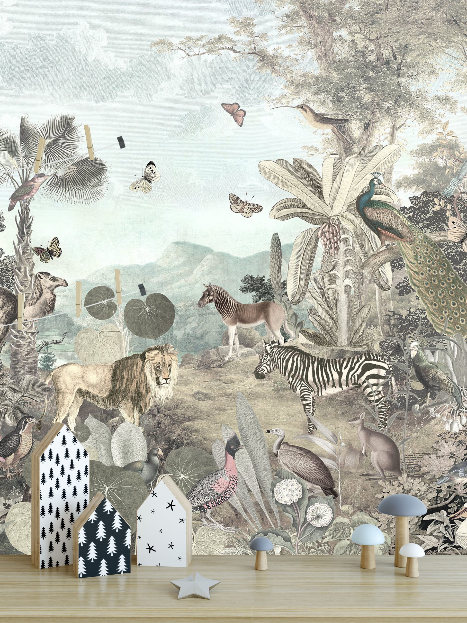 The Animals in Tropical Jungle Removable Wallpaper 3 The Animals in Tropical Jungle Removable Wallpaper
