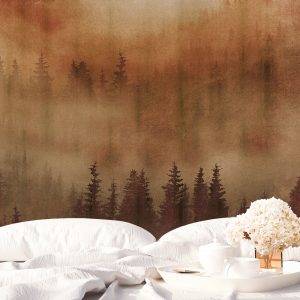 Misty Jungle Sunrise Natural REMOVABLE Wallpaper