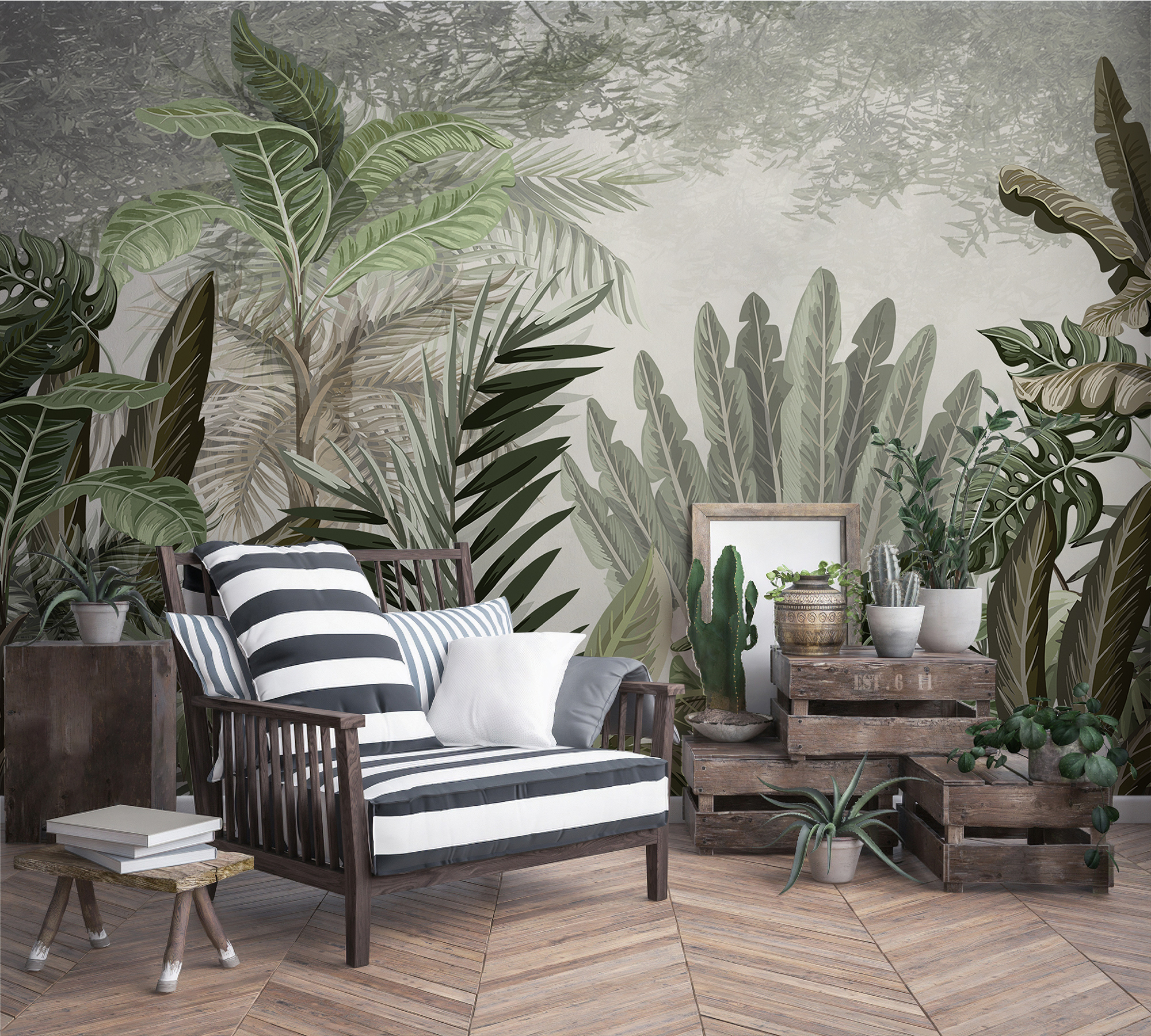 Tropical Forest Tree Leafs Removable Wallpaper 1 Tropical Forest Tree Leafs Removable Wallpaper