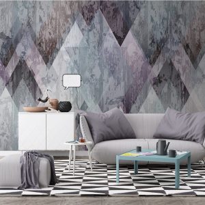 Dark Geometric Triangle Pattern Removable Wall Mural