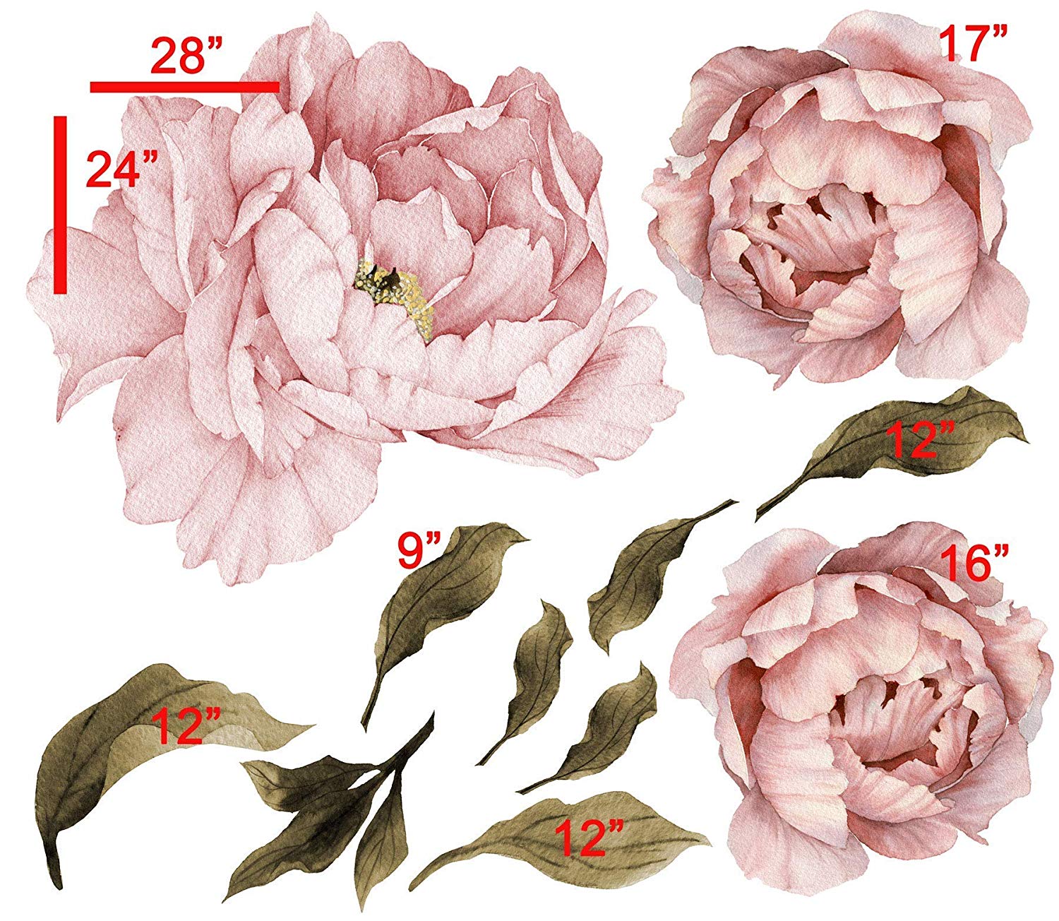 Pink Peonies Bouquet Flower Wall Decal 3 Pink Peonies Bouquet Flower Wall Decal