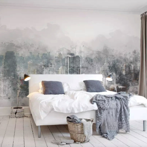 Watercolor Dark NYC Cityscape and Skyscrapers Wallpaper