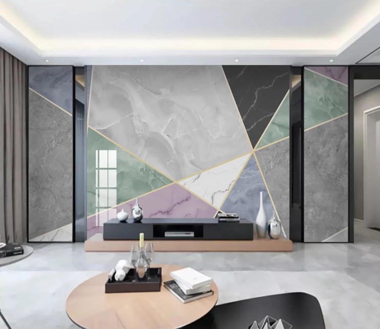 Geometric Triangle Shapes Marble Removable Wallpaper 4 Geometric Triangle Shapes Marble Removable Wallpaper