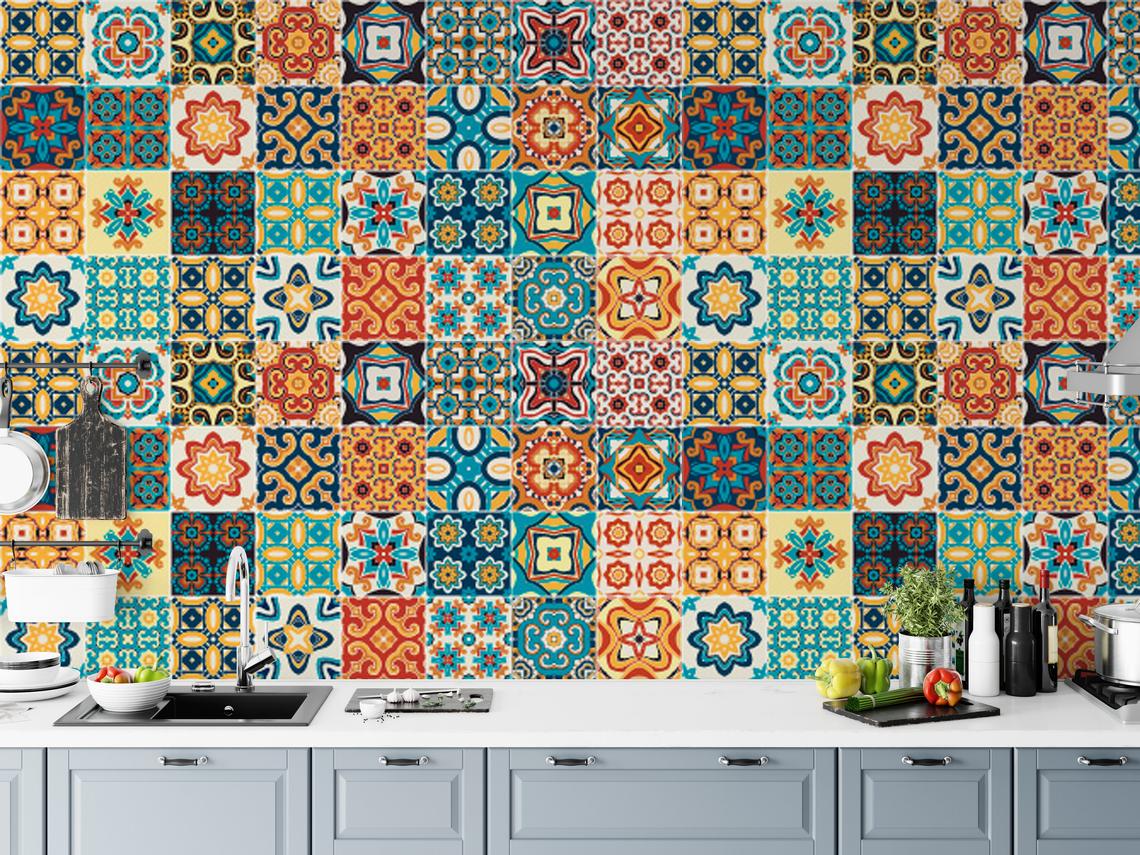 Arabic And Moroccan Style Multicolor Square Removable Wallpaper 3 Arabic And Moroccan Style Multicolor Square Removable Wallpaper