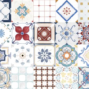 Retro Colorful Tile Mosaic Pattern Removable Wallpaper