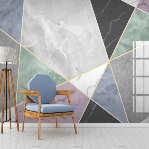 Geometric Triangle Shapes Marble Removable Wallpaper
