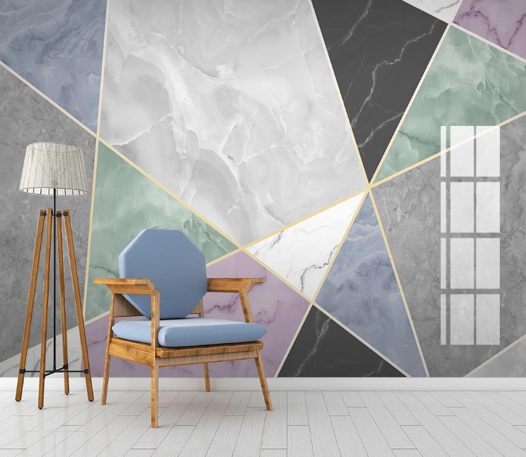 Geometric Triangle Shapes Marble Removable Wallpaper 1 Geometric Triangle Shapes Marble Removable Wallpaper