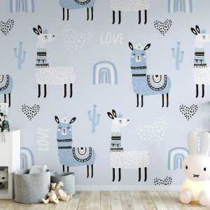 Kids Lamb Fancy Animal Rainbow Removable Wallpaper