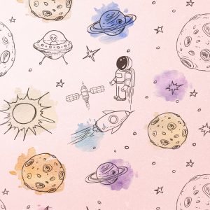 Astronaut Stars Planets Space Objects Meteorites Removable Wallpaper