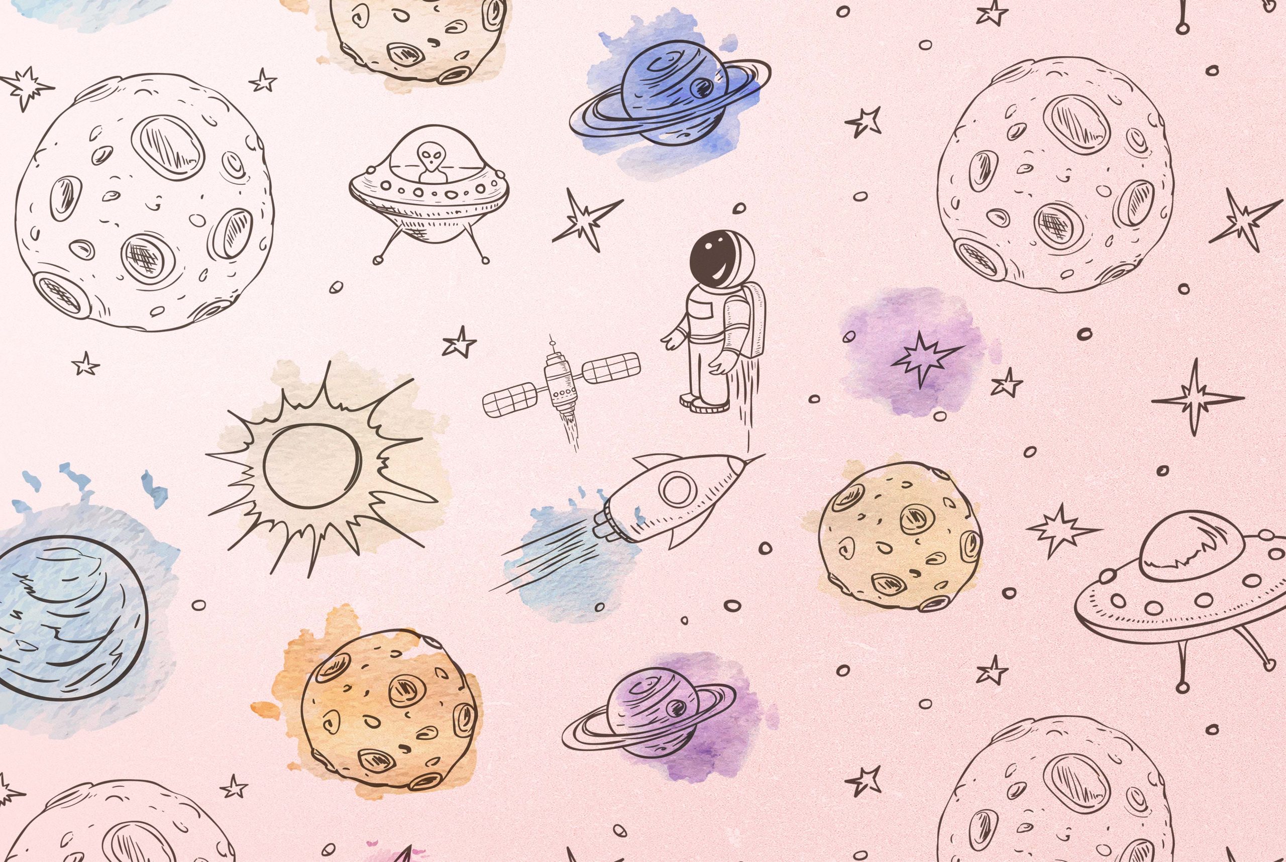 Astronaut Stars Planets Space Objects Meteorites Removable Wallpaper 4 Astronaut Stars Planets Space Objects Meteorites Removable Wallpaper