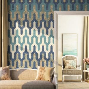 Abstract Soft Green Lines Bohemian Removable Wallpaper