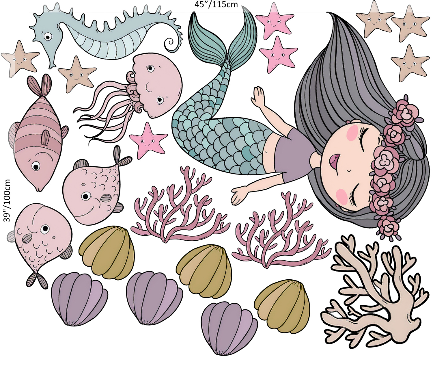 Mermaid Ariel Removable Wall Decal 3 Mermaid Ariel Removable Wall Decal