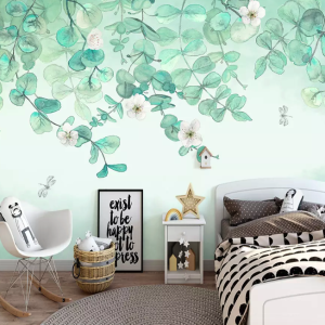Nordic Leaf Plum Blossom Floral Wallpaper