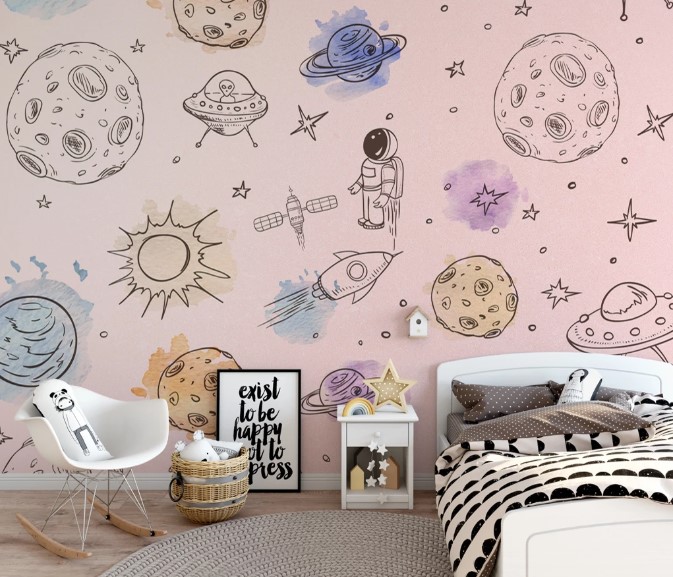 Astronaut Stars Planets Space Objects Meteorites Removable Wallpaper 2 Astronaut Stars Planets Space Objects Meteorites Removable Wallpaper