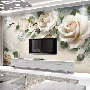 3D Cream Rose Nordic Flower REMOVABLE Wallpaper