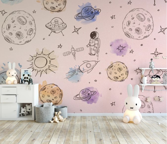Astronaut Stars Planets Space Objects Meteorites Removable Wallpaper 1 Astronaut Stars Planets Space Objects Meteorites Removable Wallpaper