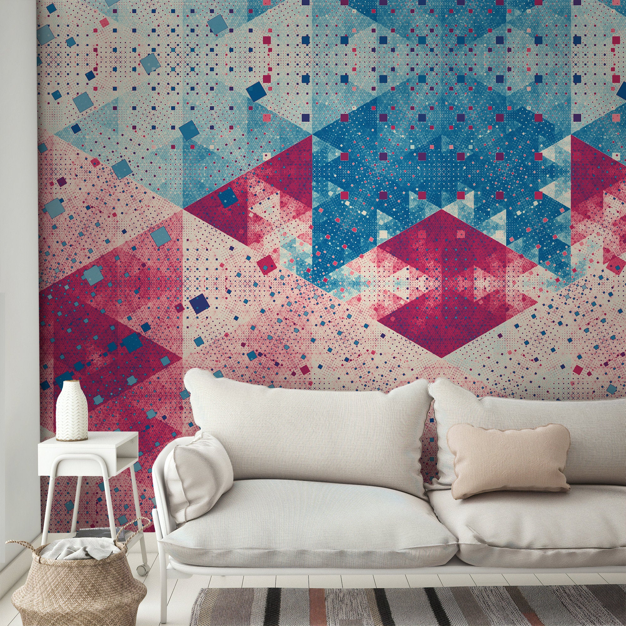 Geometric Blue & Pink Trigon Retro Triangle Wallpaper 3 Geometric Blue & Pink Trigon Retro Triangle Wallpaper