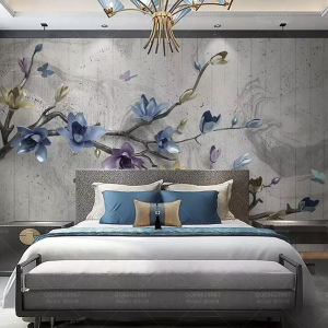3D Dark Floral Magnolia Blossom Classic Removable Wallpaper