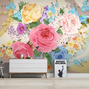 Garden Flowers Floral Pattern Colorful Roses Removable Wallpaper