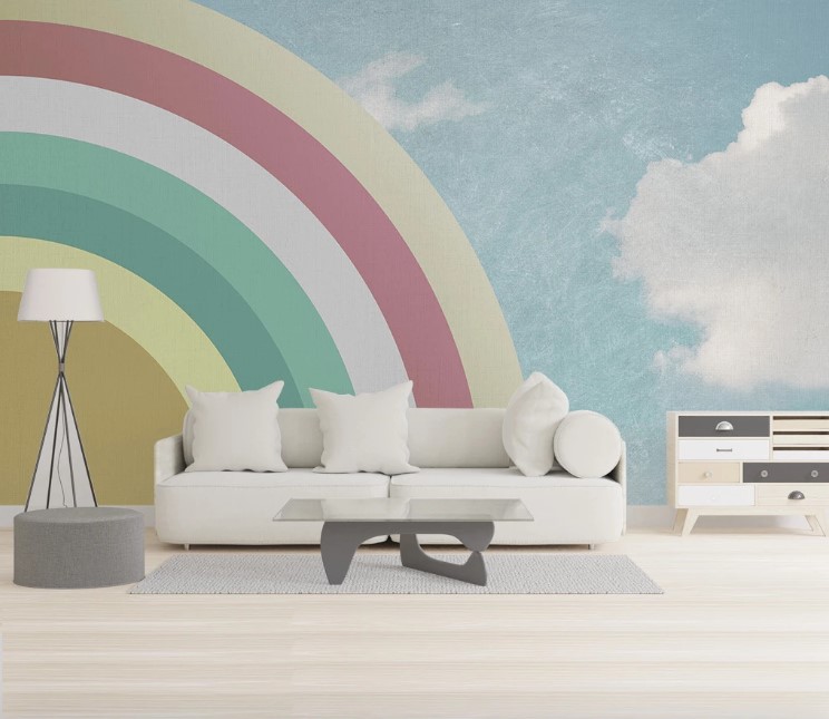 Half Rainbow and Clouds Sky Removable Wallpaper 1 Half Rainbow and Clouds Sky Removable Wallpaper