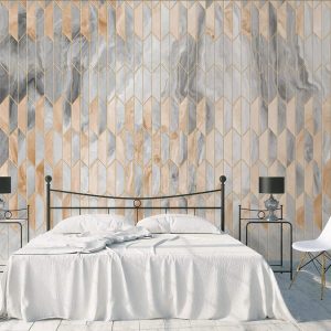 Gold Geometric Pattern Black Marble Modern Removable Wallpaper