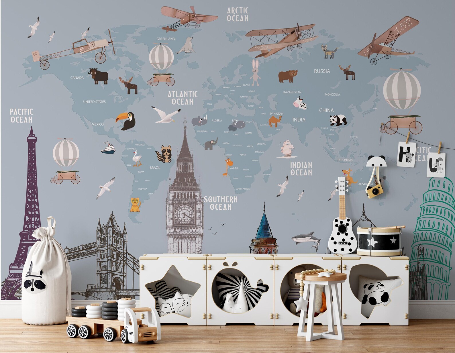 Architectural Structures Funny World Map Removable Wallpaper 1 Architectural Structures Funny World Map Removable Wallpaper