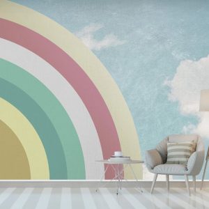 Half Rainbow and Clouds Sky Removable Wallpaper
