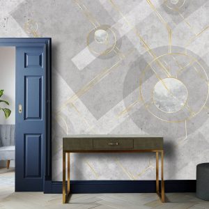 Gray Circle Square Abstract Geometric Shapes Background Removable Wallpaper