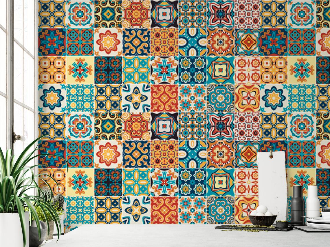 Arabic And Moroccan Style Multicolor Square Removable Wallpaper 1 Arabic And Moroccan Style Multicolor Square Removable Wallpaper