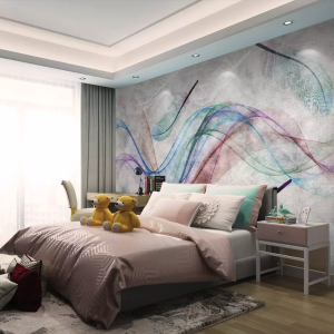 Colorful Feathers Abstract Drawing Bohemian Removable Wallpaper