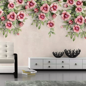 Pink Flowers Vine Blossom Classical Floral Removable Wallpaper
