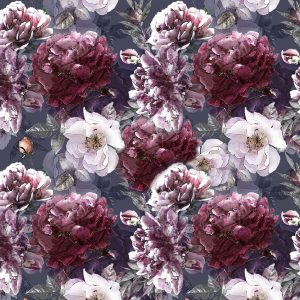 Vintage Lilac Rose and Hydrangea Floral Removable Wallpaper