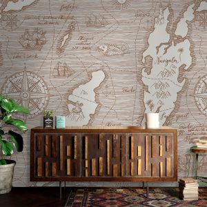 Explorer Travel Map Pattern Removable Wallpaper