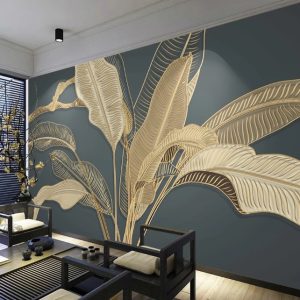 Big Autumn Leaves Modern Design Removable Wallpaper