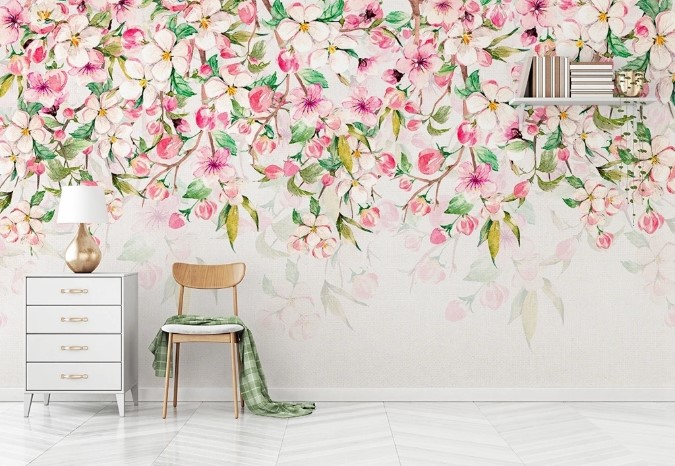 Floral Pattern Pink Garden Flowers Removable Wallpaper 1 Floral Pattern Pink Garden Flowers Removable Wallpaper