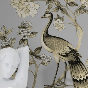 Vintage Bird Peacock Floral Removable Wallpaper