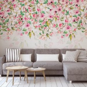 Floral Pattern Pink Garden Flowers Removable Wallpaper