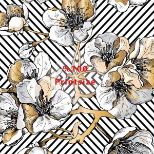 Futuristic White and Gold Flowers Geometric Removable Wallpaper