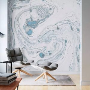 Marbling Blue Brush Non-Woven Wallpaper