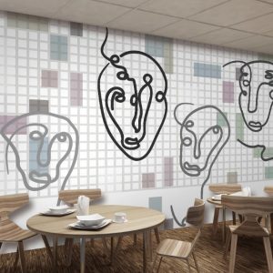 Abstract Art Design Human Face Minimalistic Scandinavian Removable Wallpaper