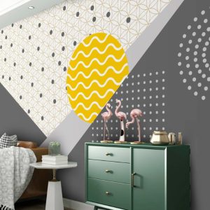 Modern Art Wavy Sun Geometric Pattern Removable Wallpaper